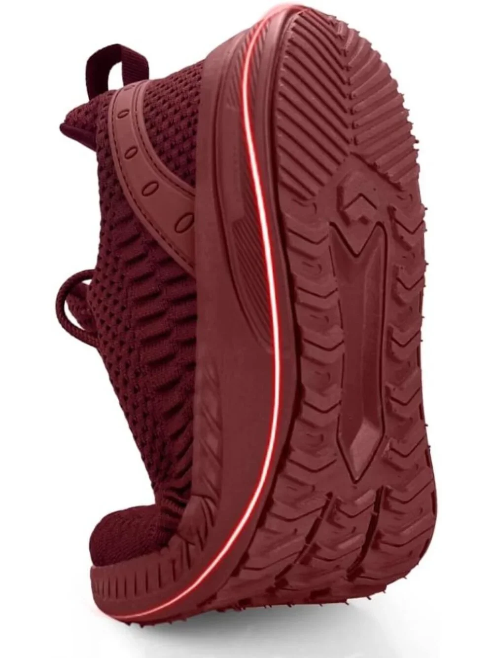 Women's Burgundy Mesh Lightweight Casual Tennis Running Sneakers for Travel Work